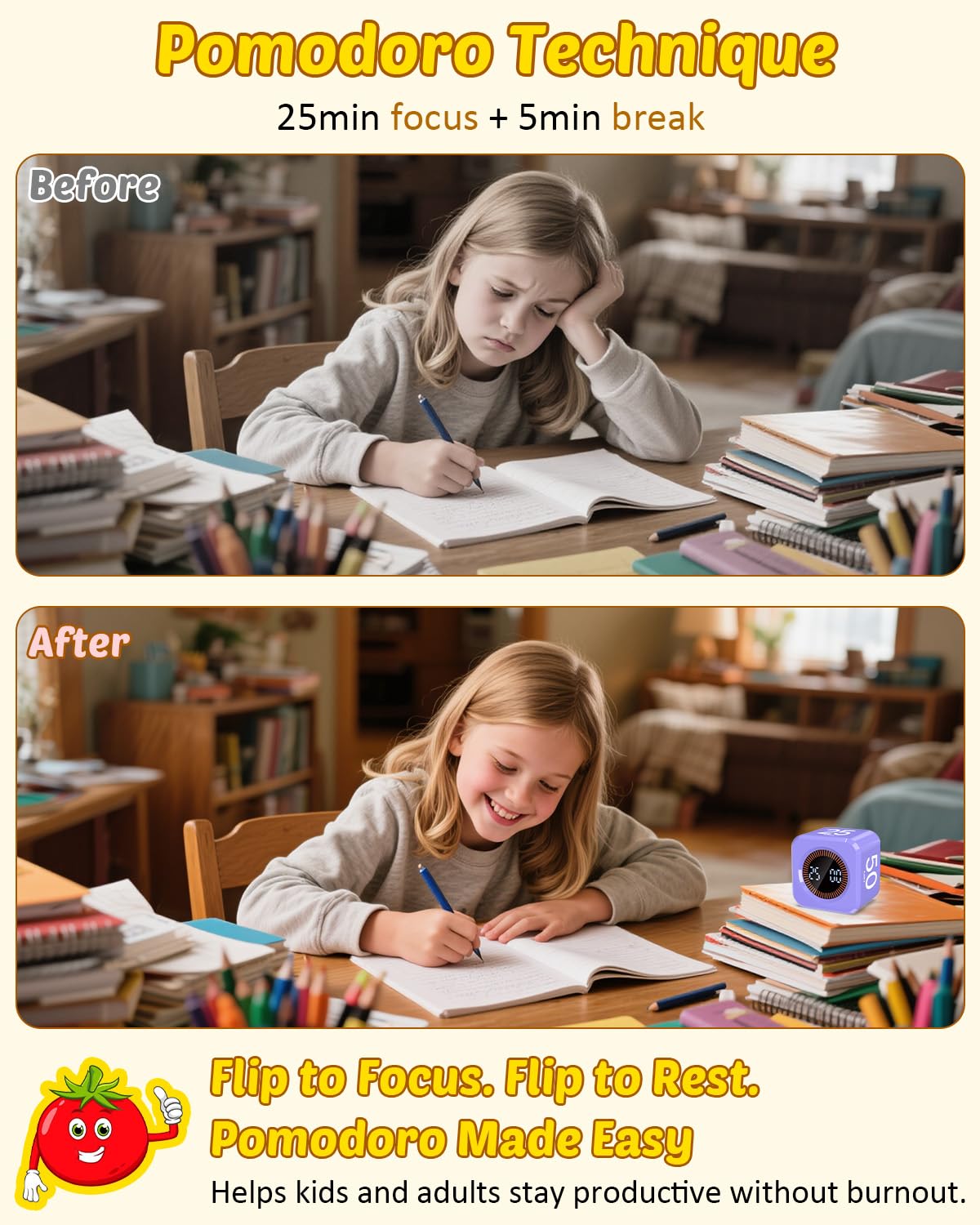 COWVTUJ timer cube offers customizable countdown from 00:00 to 99:59 for tasks.