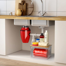 COZYCRAZE under-sink lid opens for quick bag loading view.