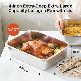 CozyState 4-inch-deep lasagna pan interior highlights spacious layers for lasagna or casseroles.