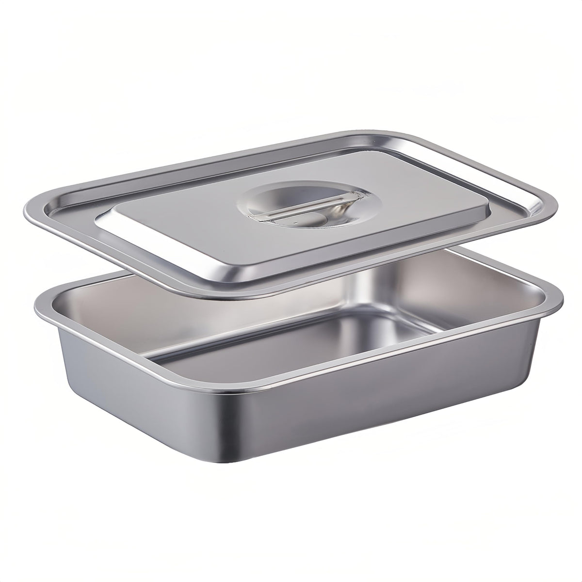 CozyState Lasagna Pan with lid on, showing tidy design and lid for easy storage.