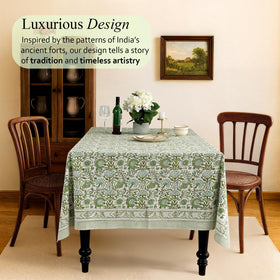 CPC Tablecloth hand-stamped floral design adds artisanal charm to gatherings
