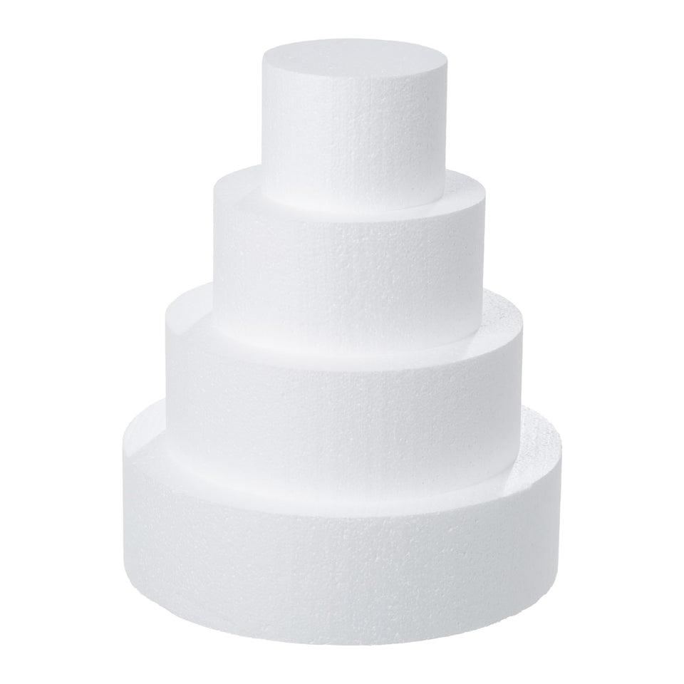 Crafare four-tier foam cake dummy, 4-inch height, ideal for quick display setups.