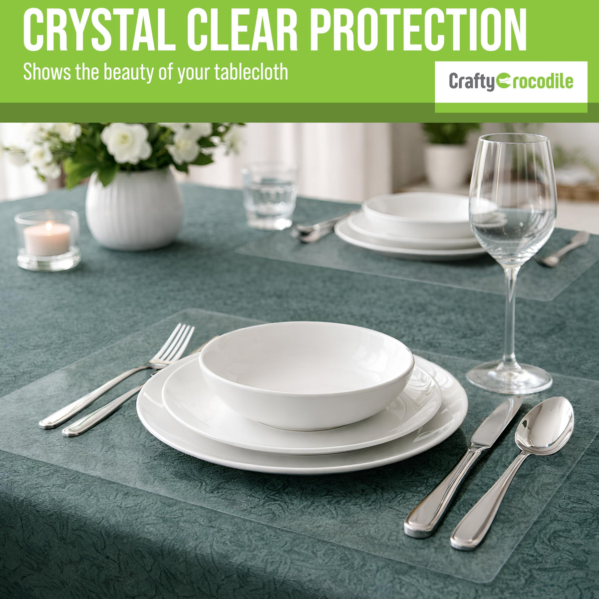 CraftyCrocodile easy-clean placemats wipe away spills in seconds.
