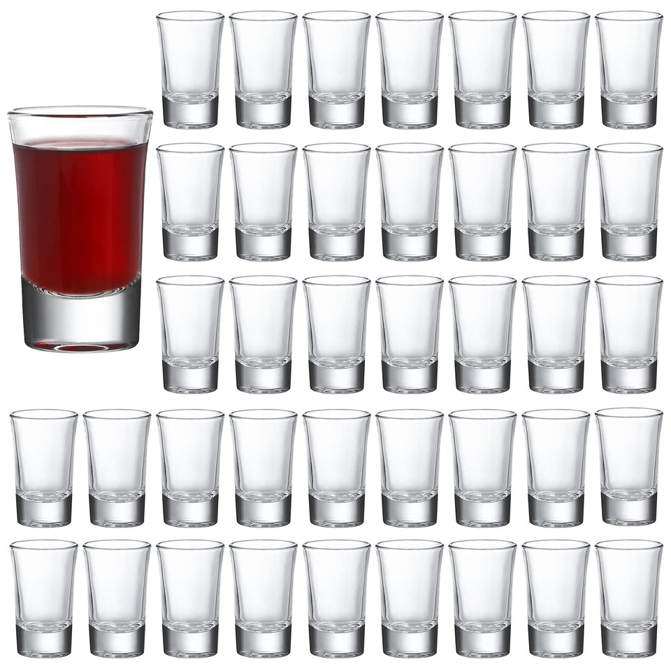 Crazystorey heavy base shot glasses – 40-piece set for busy bars and events.