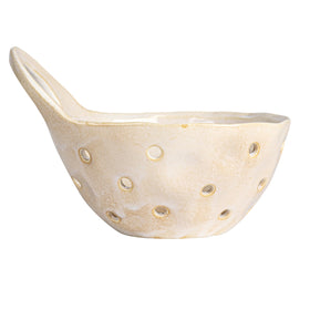 Creative Co-Op Cream Stoneware Colanders with tomatoes ideal for rinsing and draining