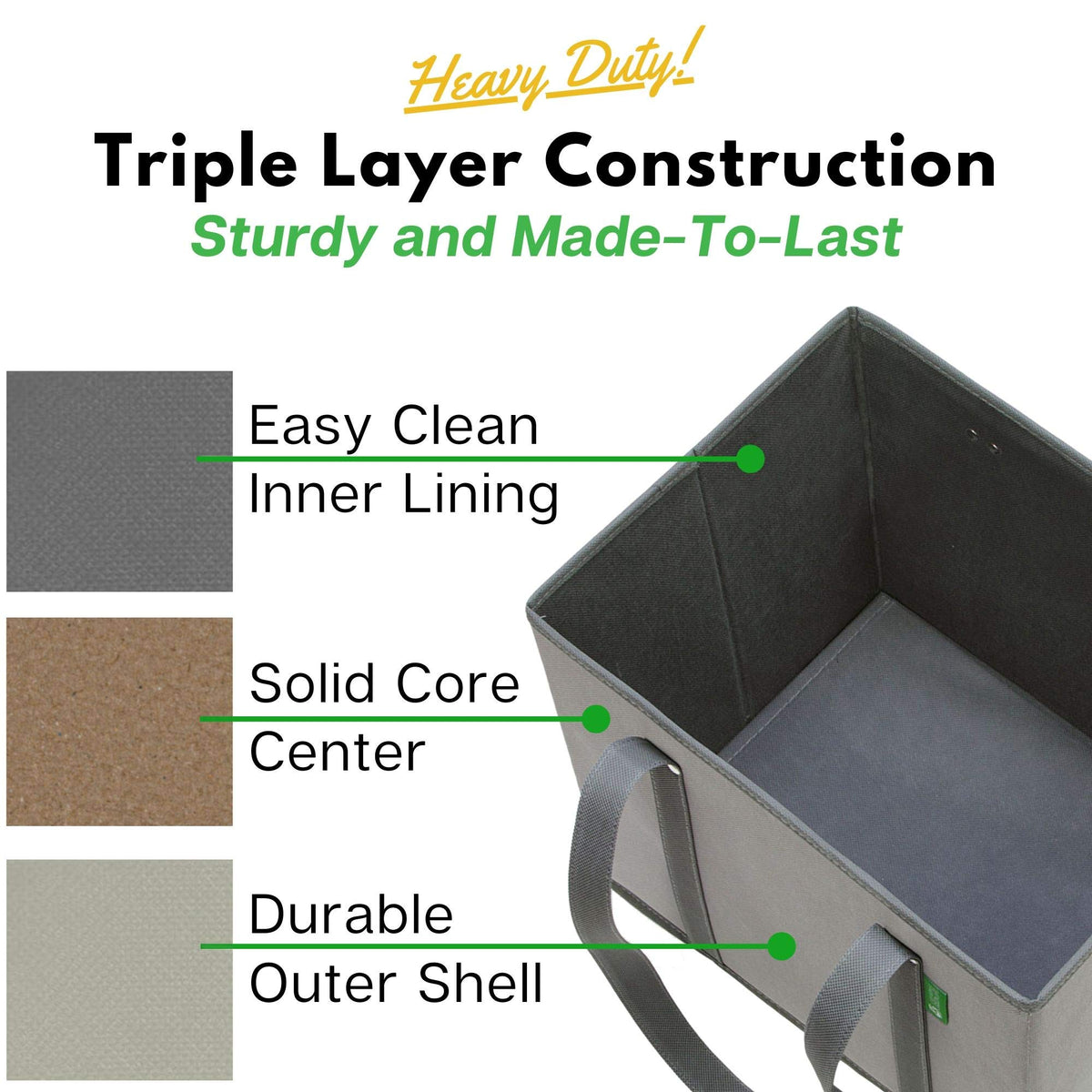 Creative Green Life reinforced-bottom tote maintains shape under heavy loads.