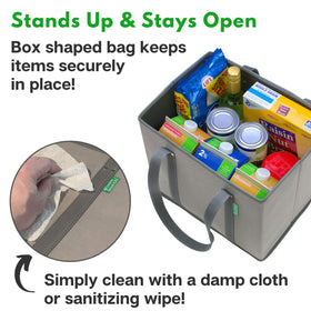 Creative Green Life bag stays open, aiding smooth packing at checkout.