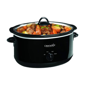 Crock-Pot 8-quart slow cooker's black exterior with sturdy handles for everyday use.