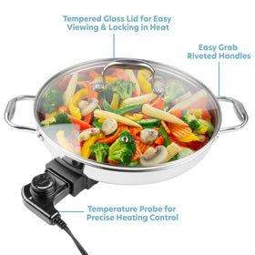 CucinaPro skillet with tempered glass lid for easy monitoring while cooking