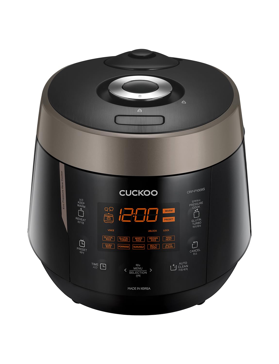 CUCKOO high pressure rice cooker with 10-cup uncooked capacity for family meals
