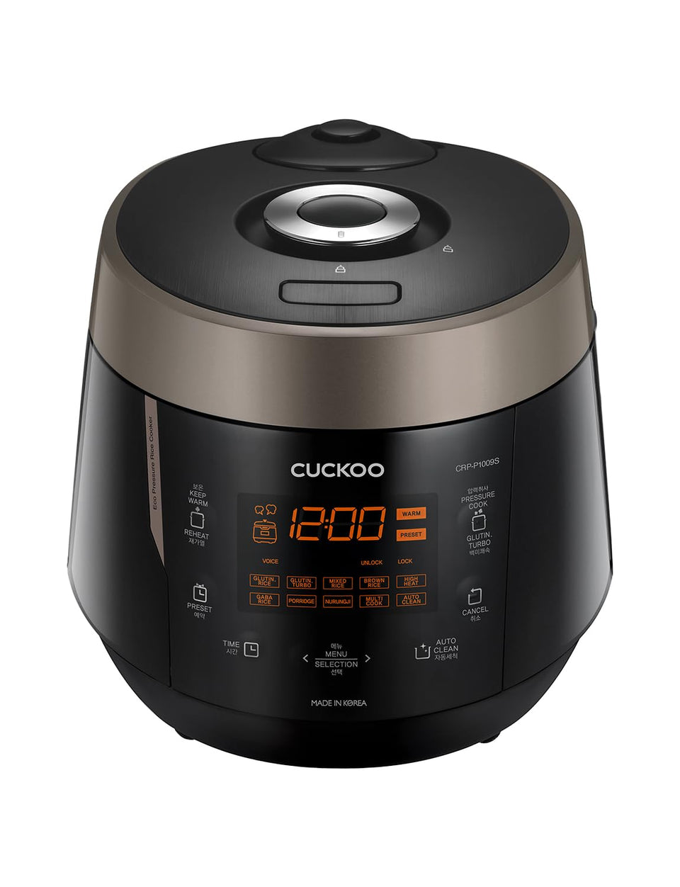 CUCKOO high pressure rice cooker with 10-cup uncooked capacity for family meals