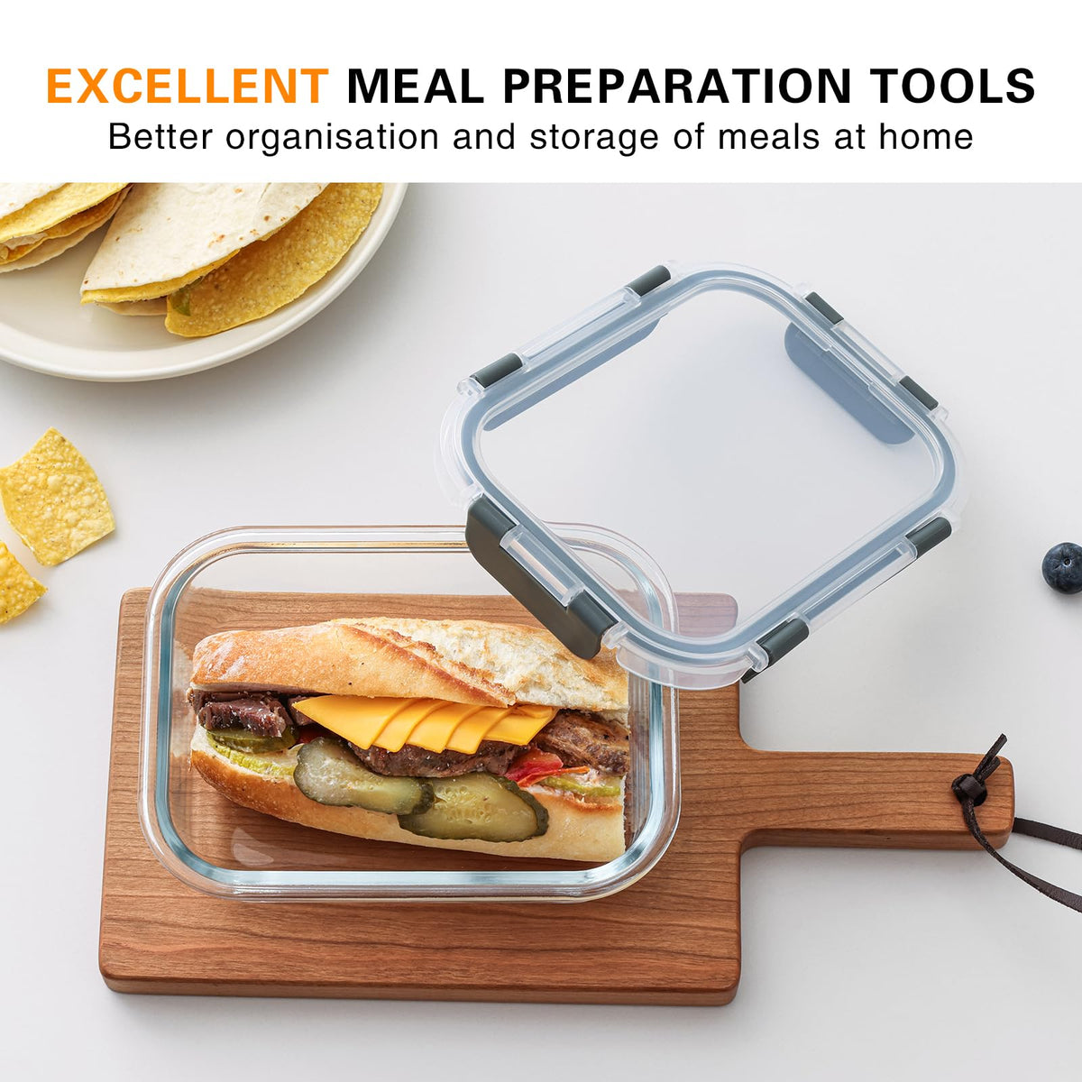 Cuiselect stackable glass containers help keep fridge organized and meals fresh.