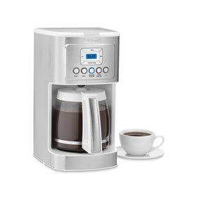 Cuisinart 14-cup coffee maker LCD display enables easy 24-hour programmable brewing.