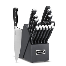 Cuisinart 15-piece knife set on block, showing organized storage and versatile blades
