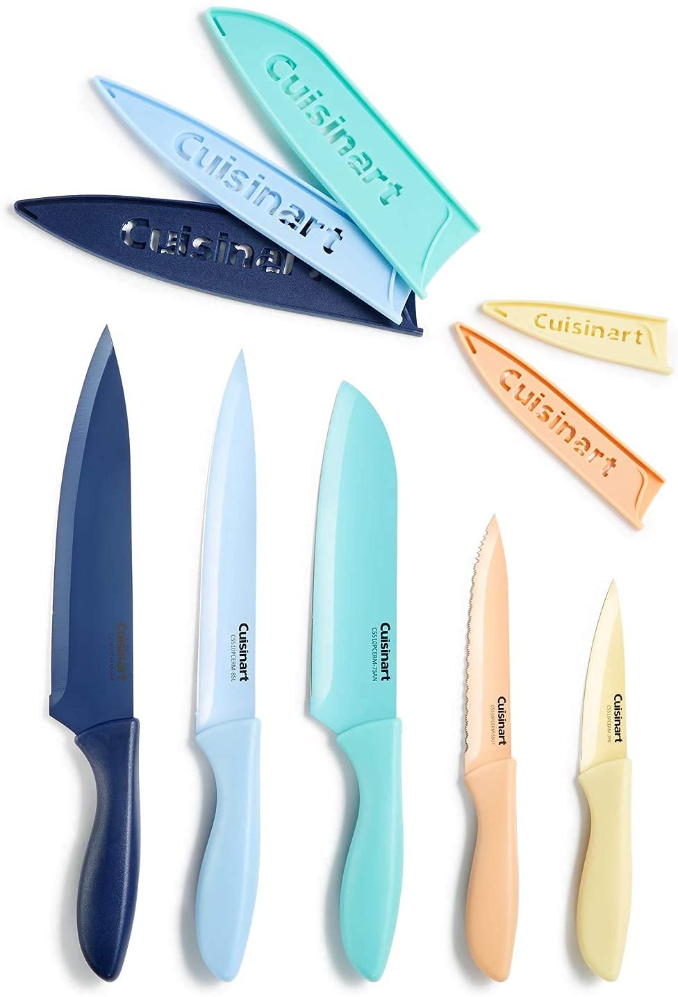 Cuisinart C55-10PCERM ceramic-coated knife set blades ready for smooth slicing
