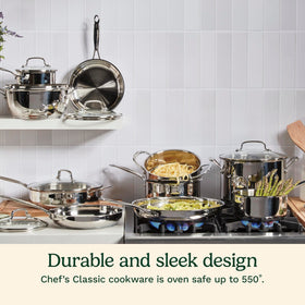 Cuisinart Chef's Classic stockpot rim close-up showing drip-free pouring design.
