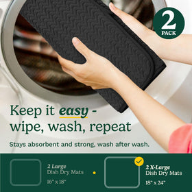 Countertop-friendly Cuisinart mat protects surfaces while drying dishes.