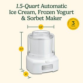 Cuisinart ice cream maker one-and-a-half-quarts capacity for sharing.