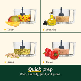Cuisinart Mini-Prep Plus lid with pinholes for emulsifying dressings.