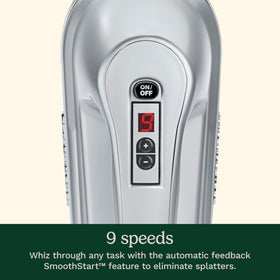 Cuisinart Power Advantage Plus extra-long beaters prevent clogging for thorough blending.