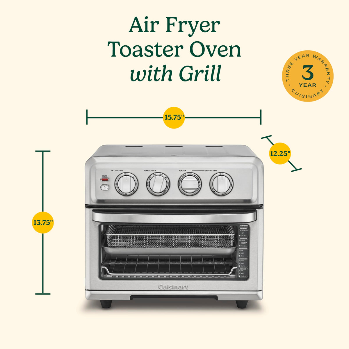 Cuisinart TOA-70W stainless steel interior for easy cleaning.