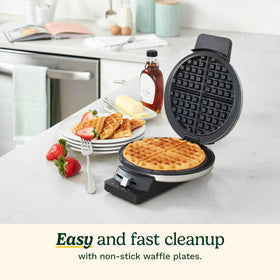 Cuisinart waffle-maker deep-pocket quarters for large waffles ready for toppings.