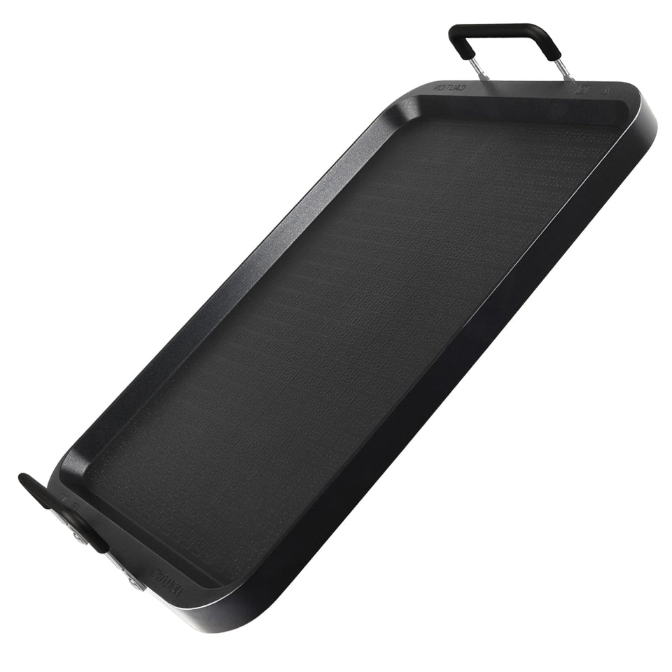 CukAid nonstick griddle front view showing a wide surface for breakfast cooking