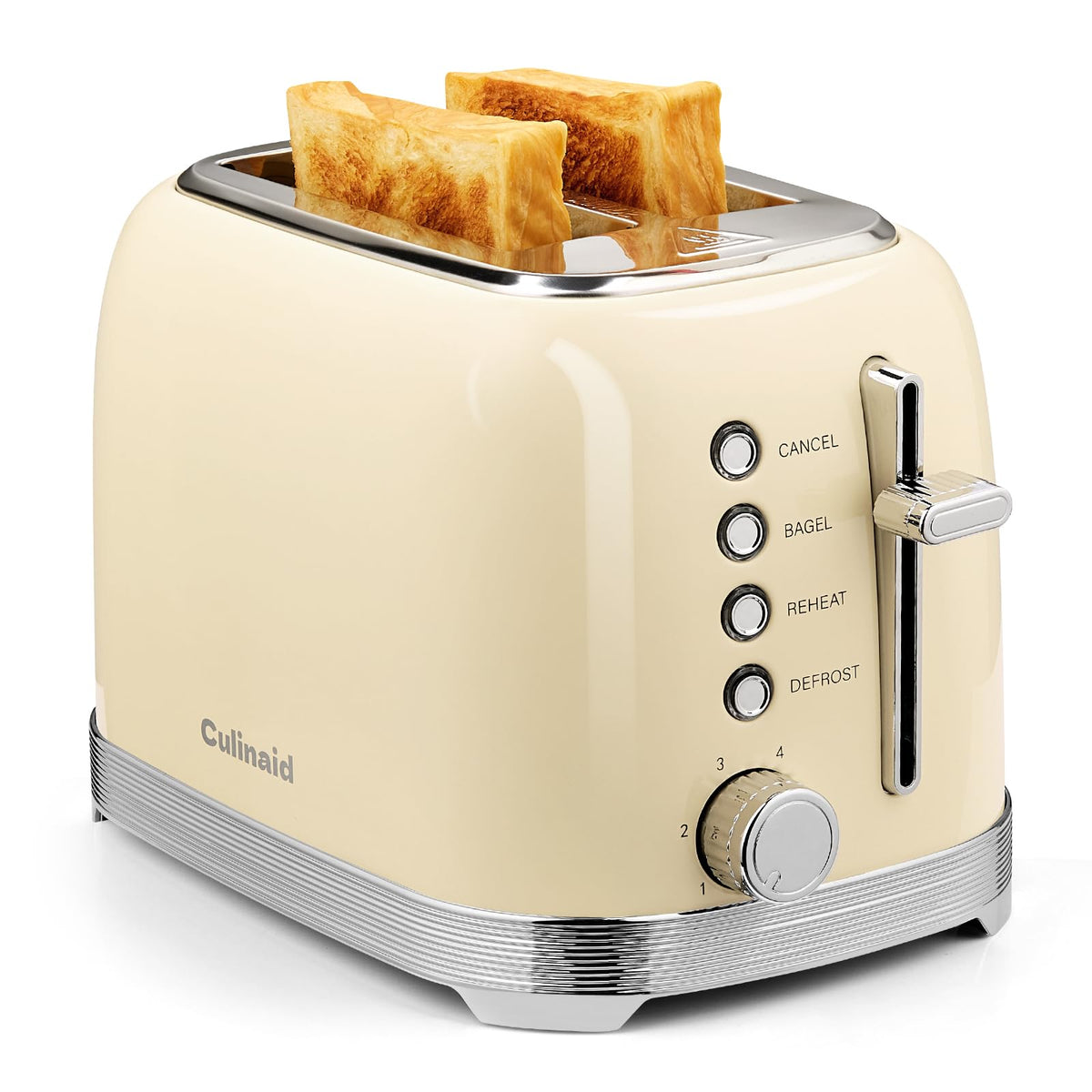 Culinaid 2 Slice cream white retro toaster blends with many kitchens and makes a thoughtful gift.