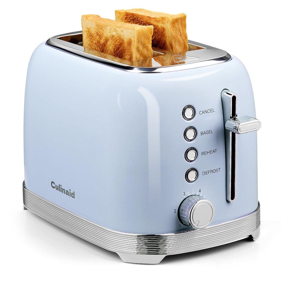 Culinaid 2-slice retro toaster in stainless steel with even browning for daily toast.