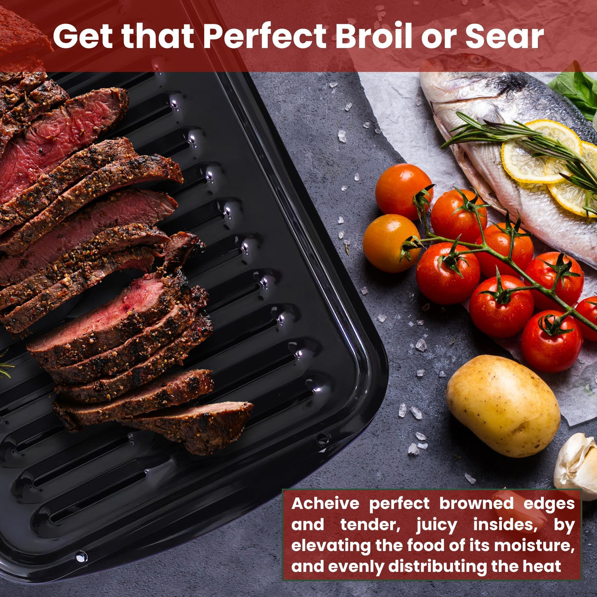 CULINARIN broiler pan with rack for even heat circulation and browning