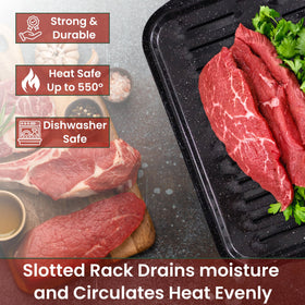 CULINARIN broiler pan with rack promotes even heat circulation for tastier results.