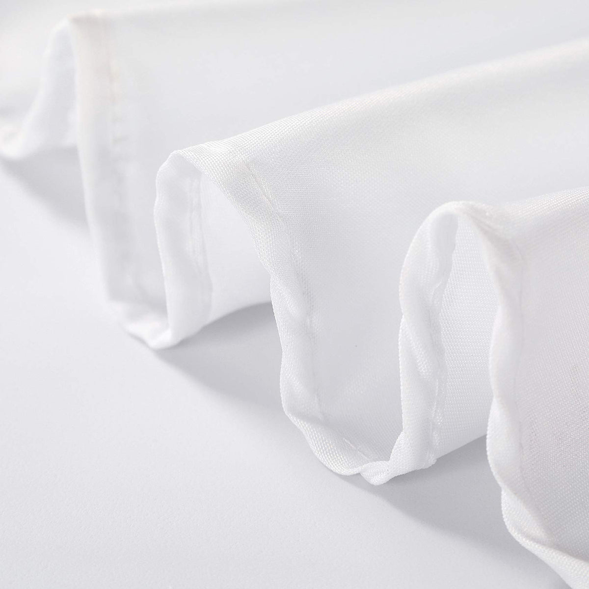 Cupuamon 108-inch white round tablecloth is machine washable for easy care