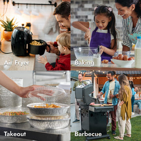 CURTA recyclable aluminum foil pan with lid for eco-friendly catering and takeout.