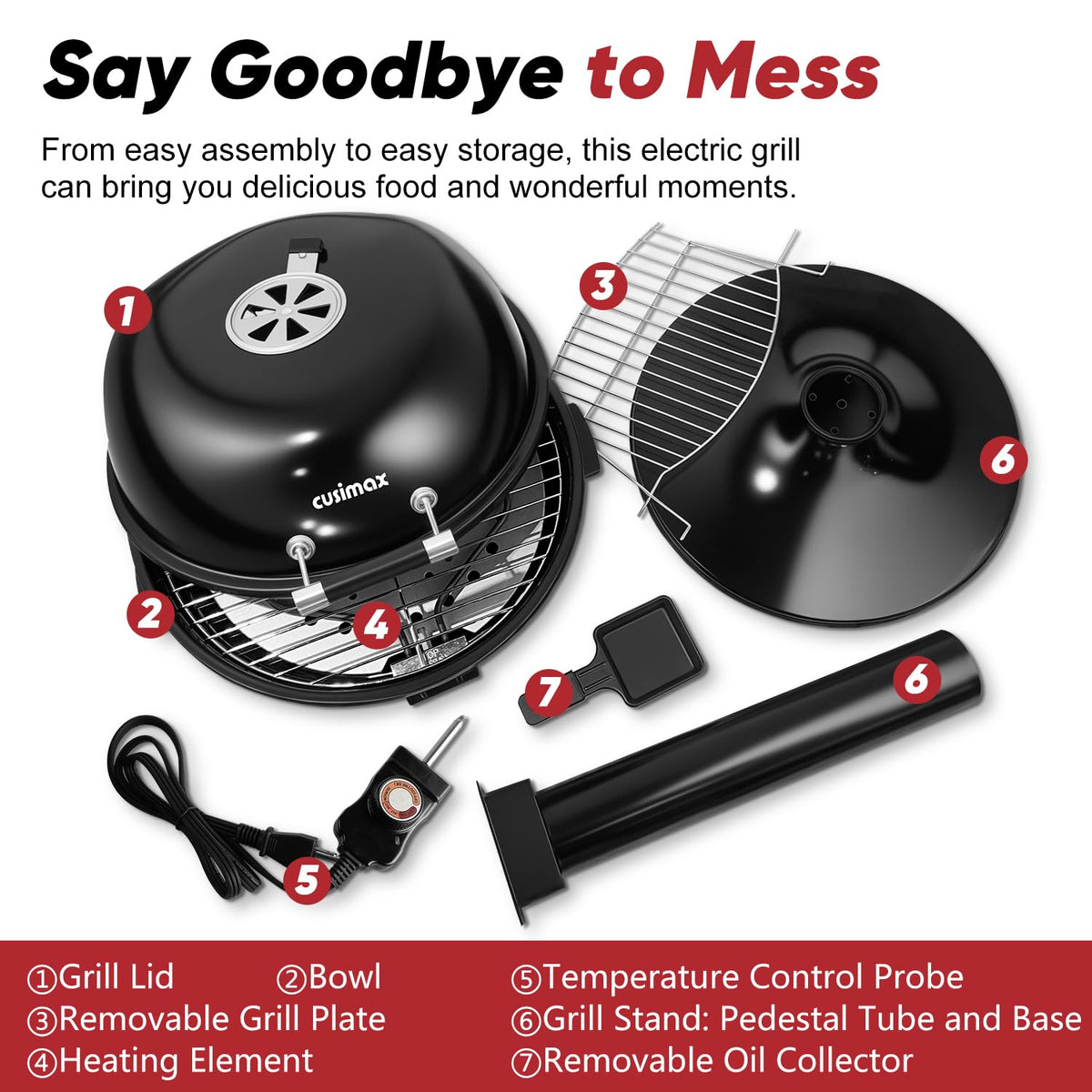 CUSIMAX grill with removable grease tray for easier cleanup.