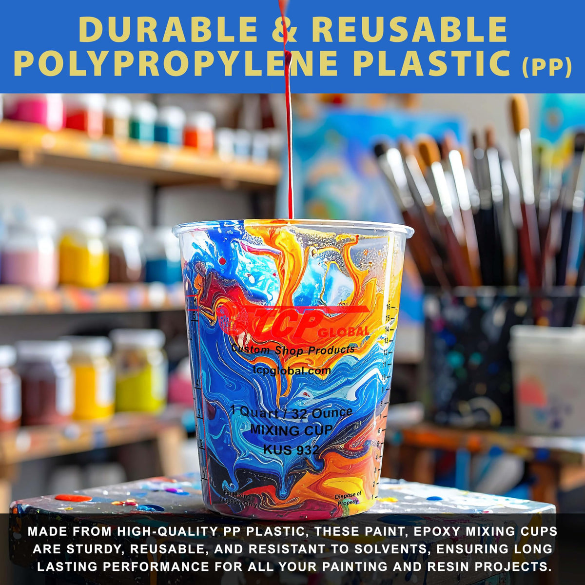 Custom Shop 2-1 to 8-1 ratio cups support various blends