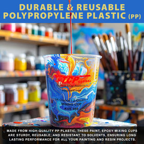 Custom Shop solvent-resistant polypropylene cups resist chemicals during mixing.