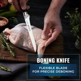 Cutluxe BBQ fork for safe handling during meat prep
