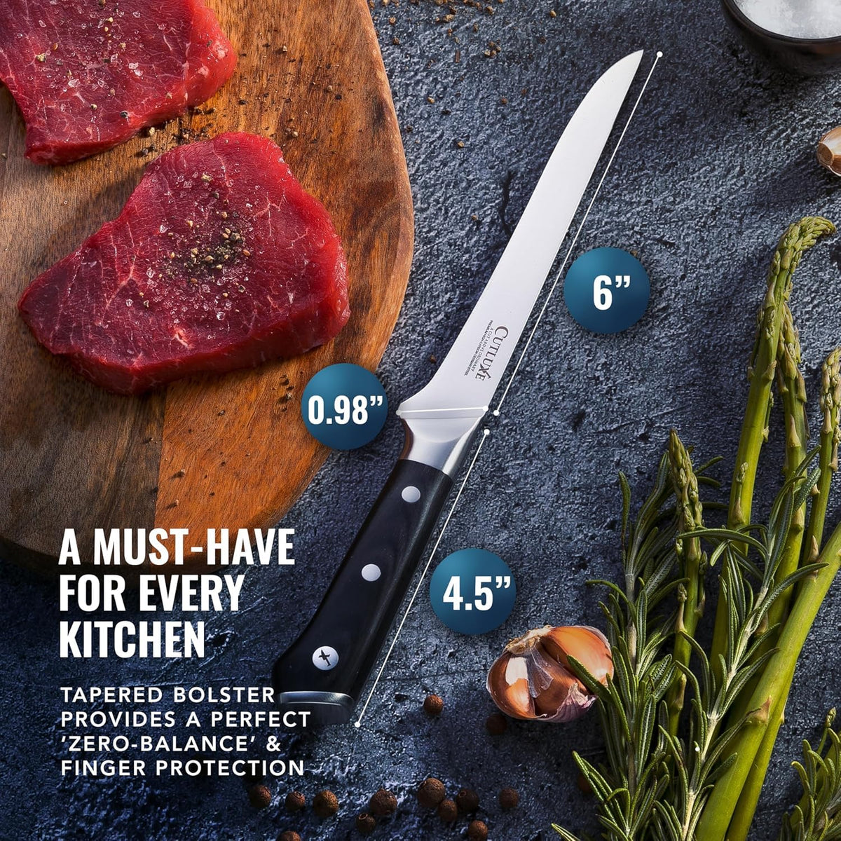 Cutluxe Artisan Series packaging display boning knife