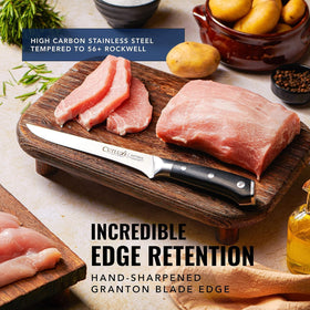 Cutluxe boning knife pakkawood handle for durable grip