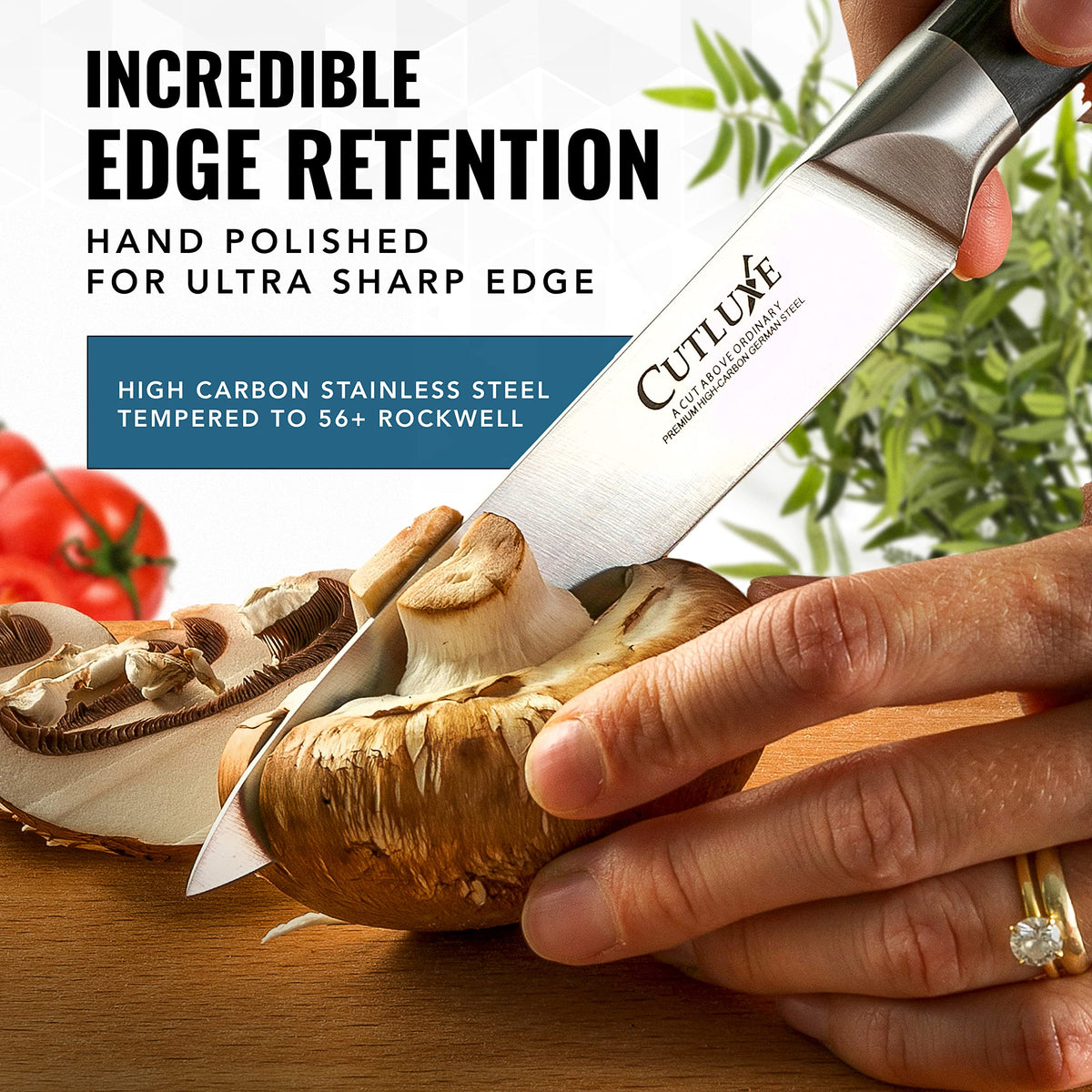Cutluxe knife includes a lifetime warranty for purchase confidence.