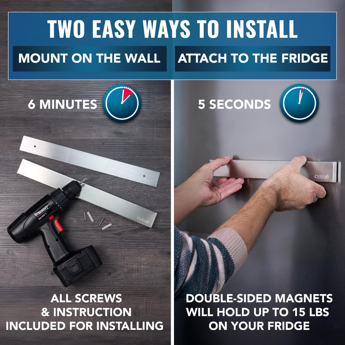 Screws included for quick secure mounting