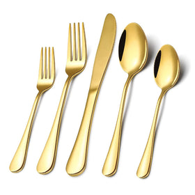 CXJY gold silverware 8-dinner knives with titanium plating for durability.