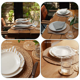 CY SISTERS placemats highlight handmade natural tones and texture