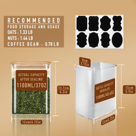 D2scrma airtight glass container holds 37oz to keep snacks fresh.