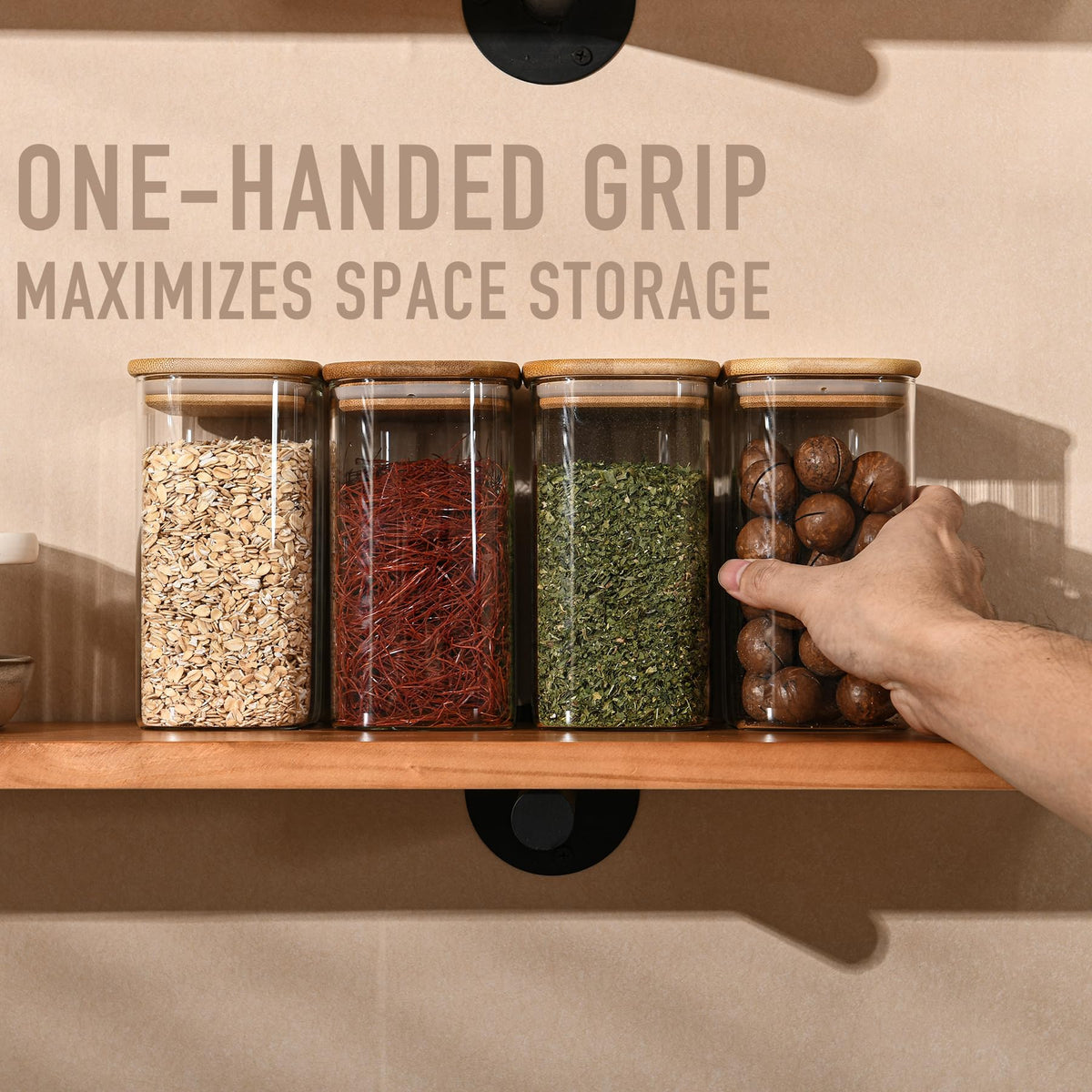 D2scrma square glass storage for organized pantry and space saving