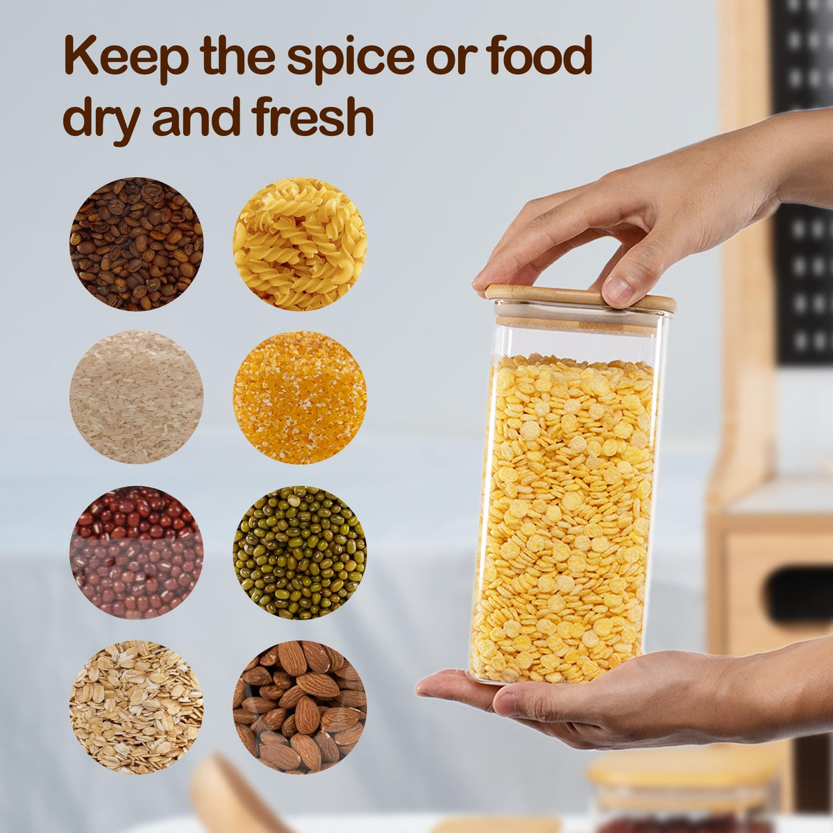 D2scrma transparent square container shows contents at a glance for quick restocking.