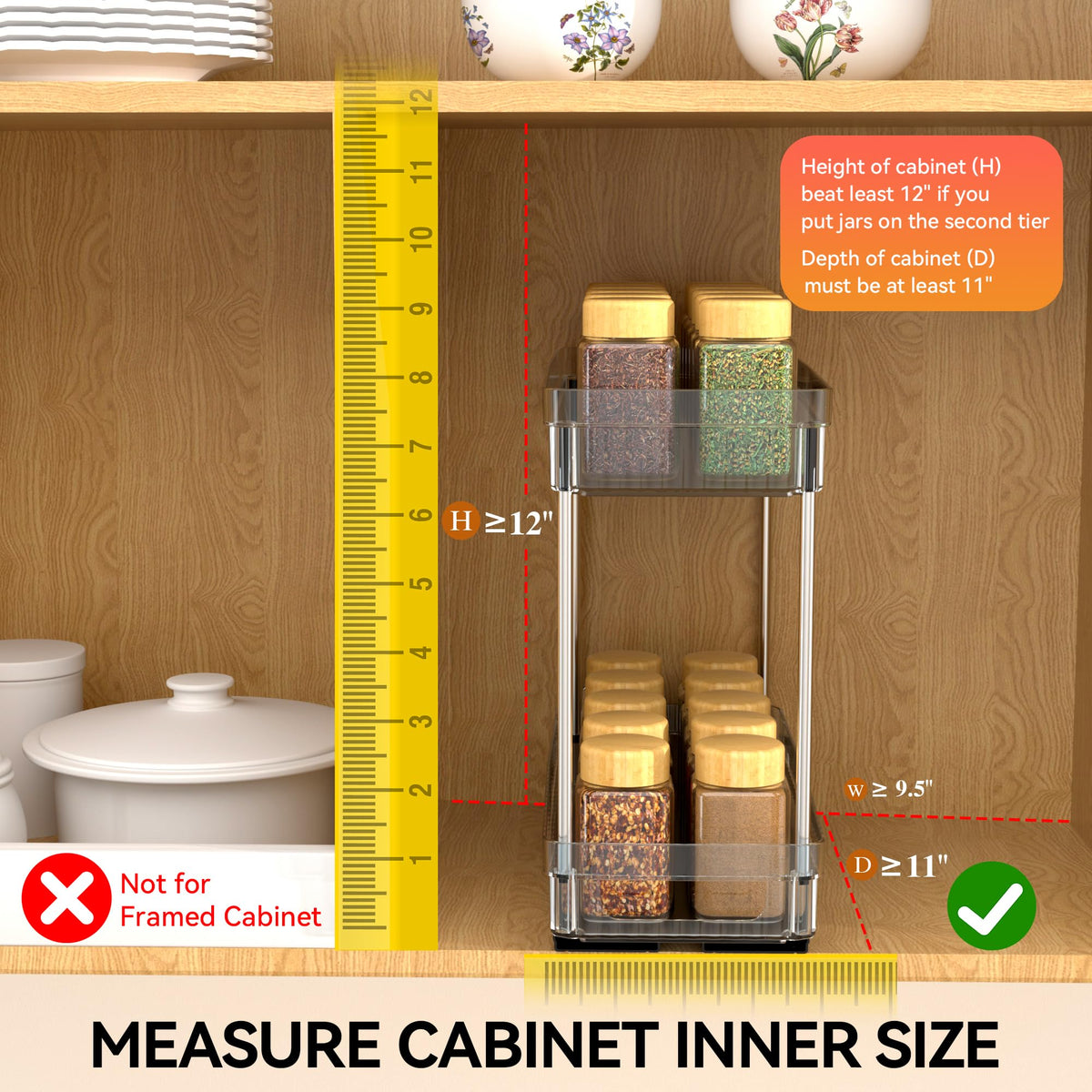 DABIGE clear acrylic baskets keep spices visible and accessible.