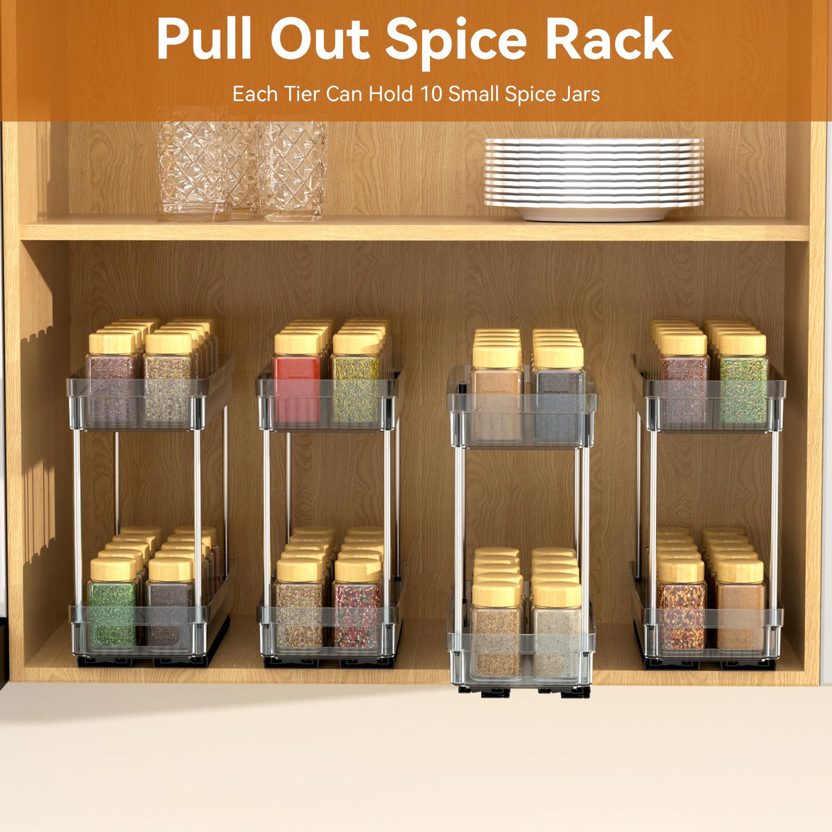 DABIGE transparent baskets showcase spices at a glance.