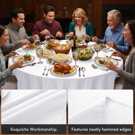Dailyset tablecloth draped on 5-6 ft round table