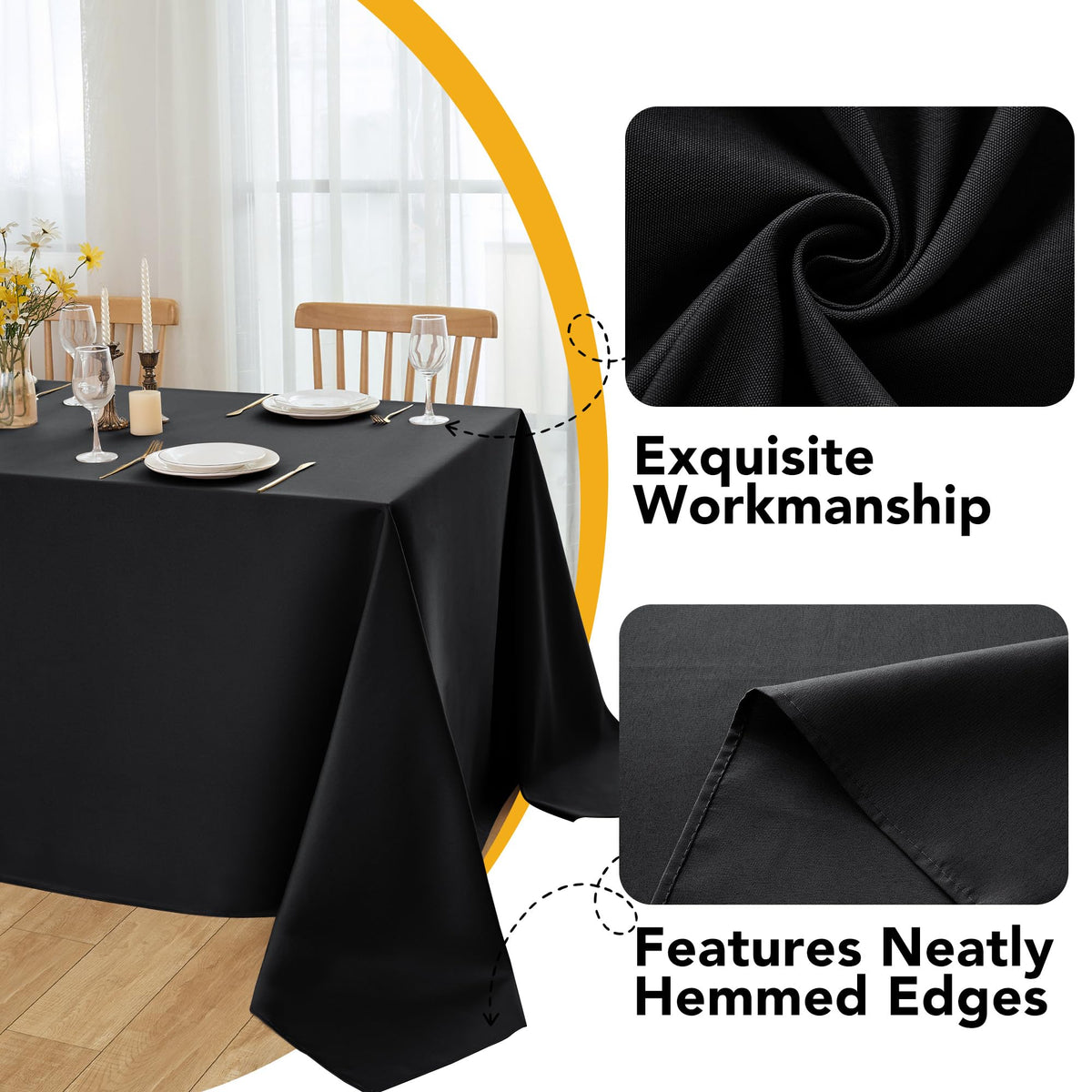 Dailyset machine-washable tablecloth enables quick cleanup after gatherings.
